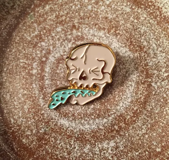 White Puke Skull Pin photo 1
