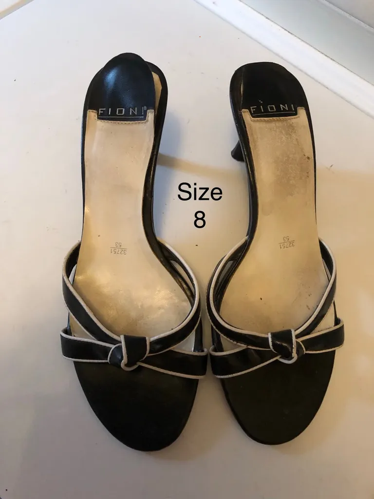 Black & White Sandals Size 8 photo 1