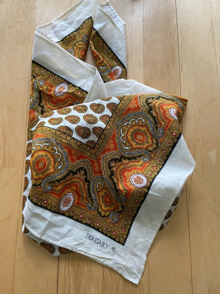 Vintage French Cotton Scarf photo 1