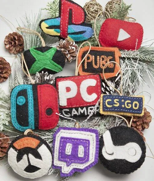 10 Gaming Ornaments - Handmade Felt photo 1