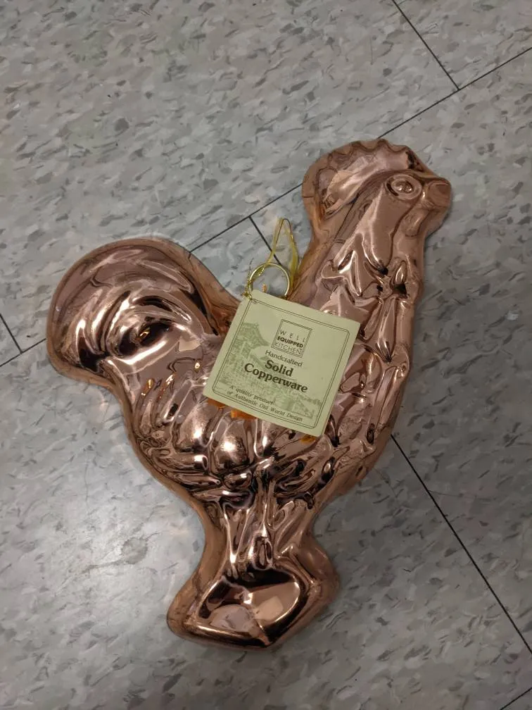 Vintage Copper Rooster Cake Tin photo 1