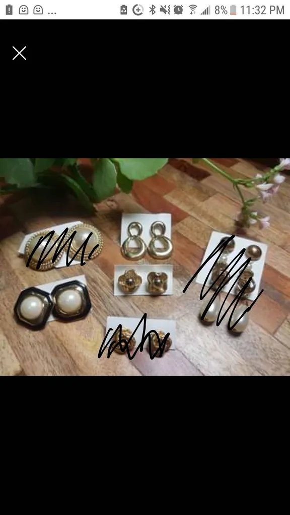 Earrings- Faux Gold And Pearl Lot photo 1