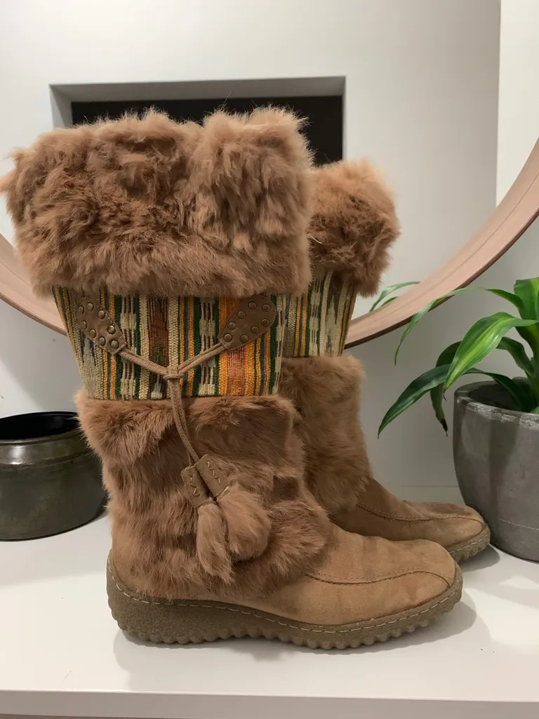 Nine West Leather Rabbit Hair Boots 7 photo 1