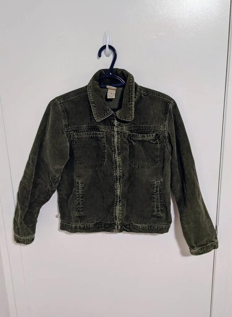 Olive Green Corduroy Jacket - Girls Size 16 photo 1