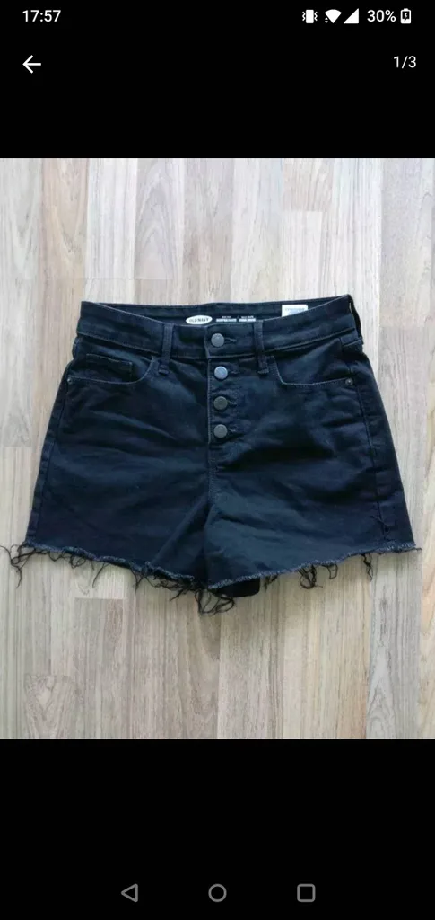 High Waisted Black Denim Shorts photo 1