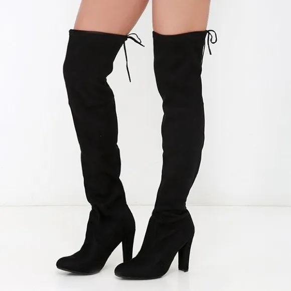 Suede Black Knee High Boots photo 1