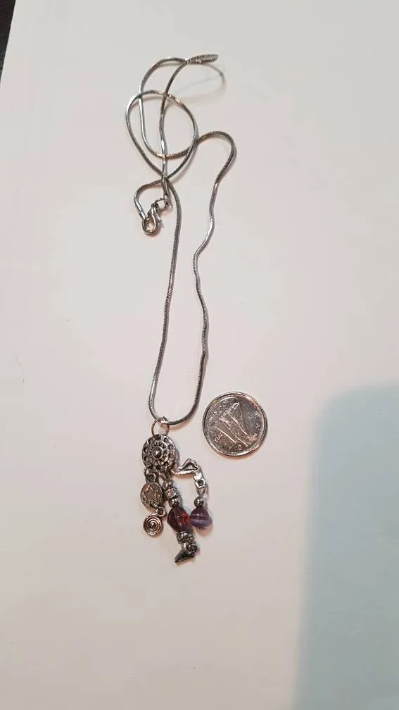Purple Dream Catcher Silver Necklace - Collier Attrapeur de R... photo 1