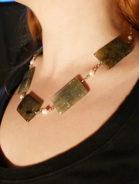 New Labradorite and pearl necklace photo 1