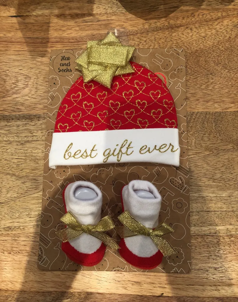 “Best Gift Ever” Baby Hat And Sock Set photo 1