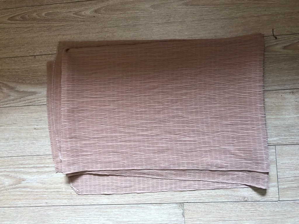 Nude Accordion Style Chiffon Long Rectangle Scarf photo 1