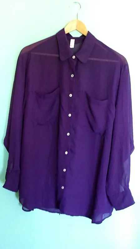 *pending*American Apparel Purple Chiffon Blouse photo 1