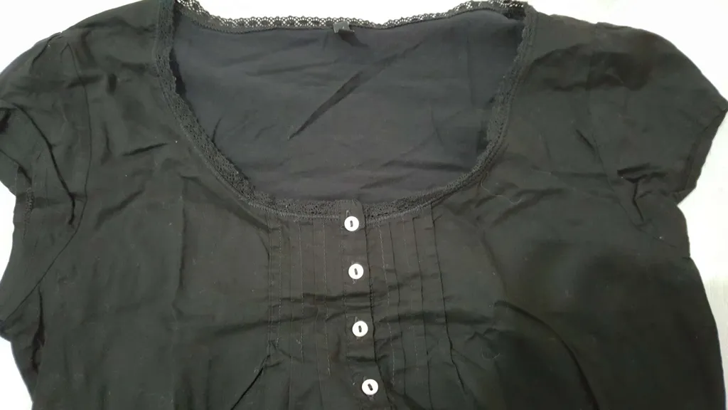 Vintage Benetton Shirt w Lace collar & Tuxedo Styling near th... photo 1