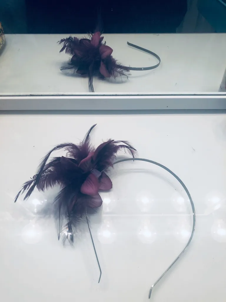Purple Flower And Feathers Metal Headband photo 1