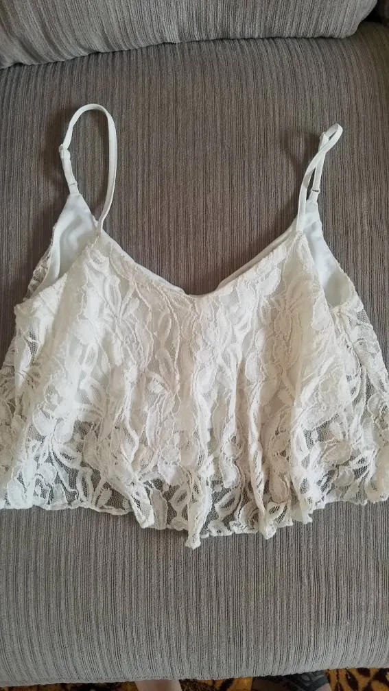 Cream Flowy Lacey Crop photo 1