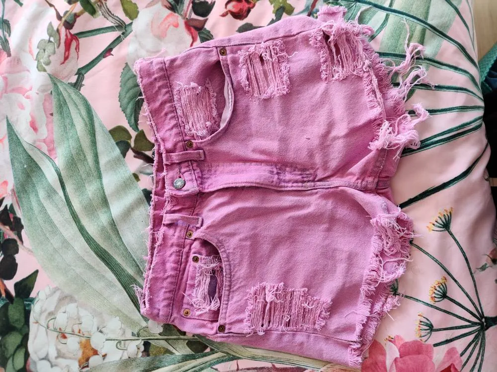 Pink Denim Shorts photo 1