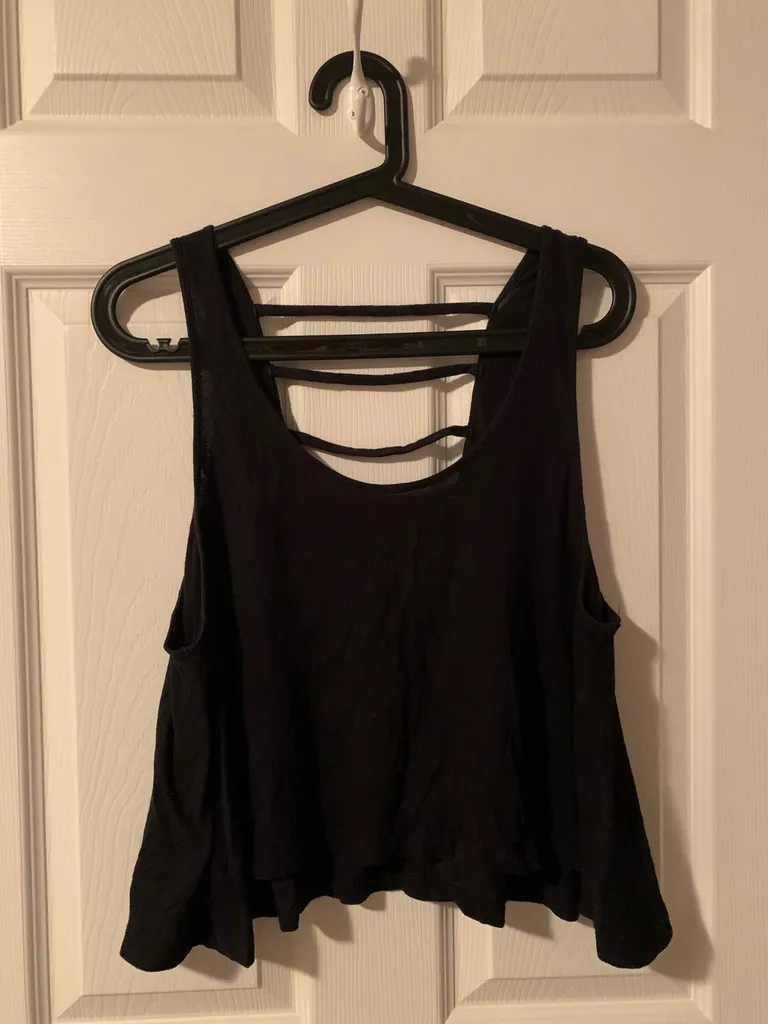 Black Tank With Stripped Open Back photo 1