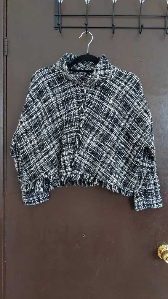 Zara Cropped Mock Neck Knit Sweater M photo 1