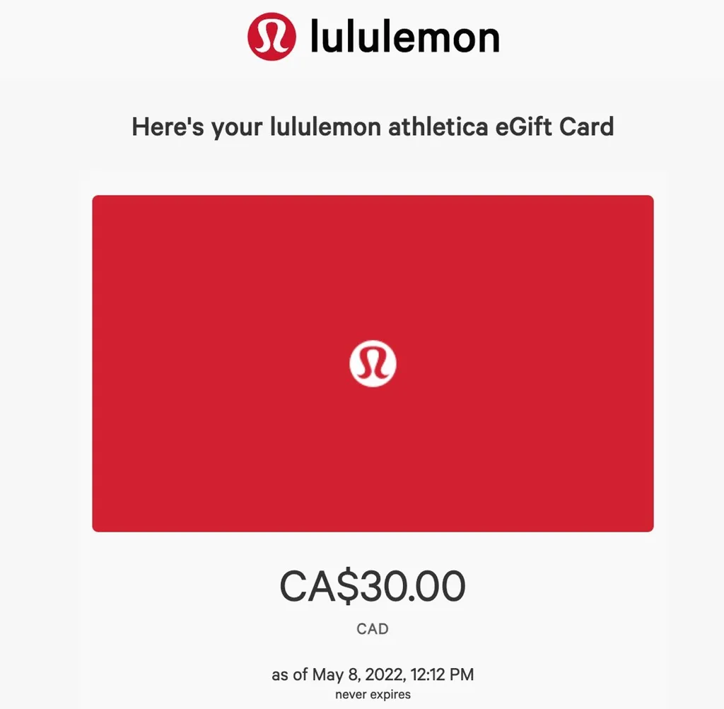 $30 E-gift Card to Lululemon photo 1