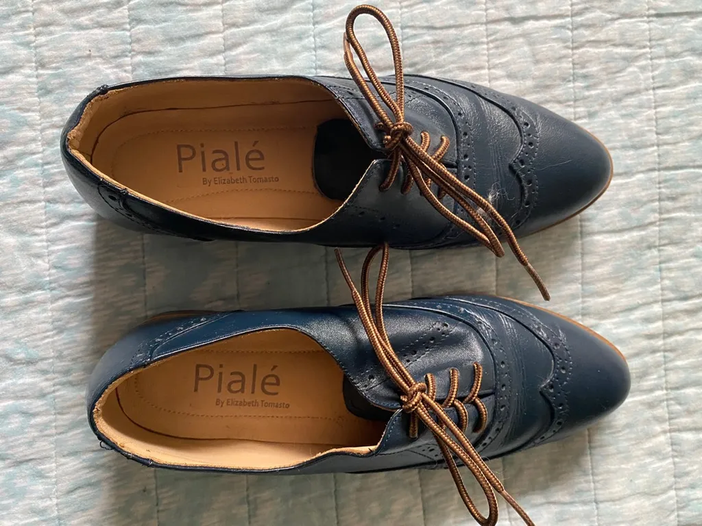 Blue Leather Oxfords (size 6.5) photo 1
