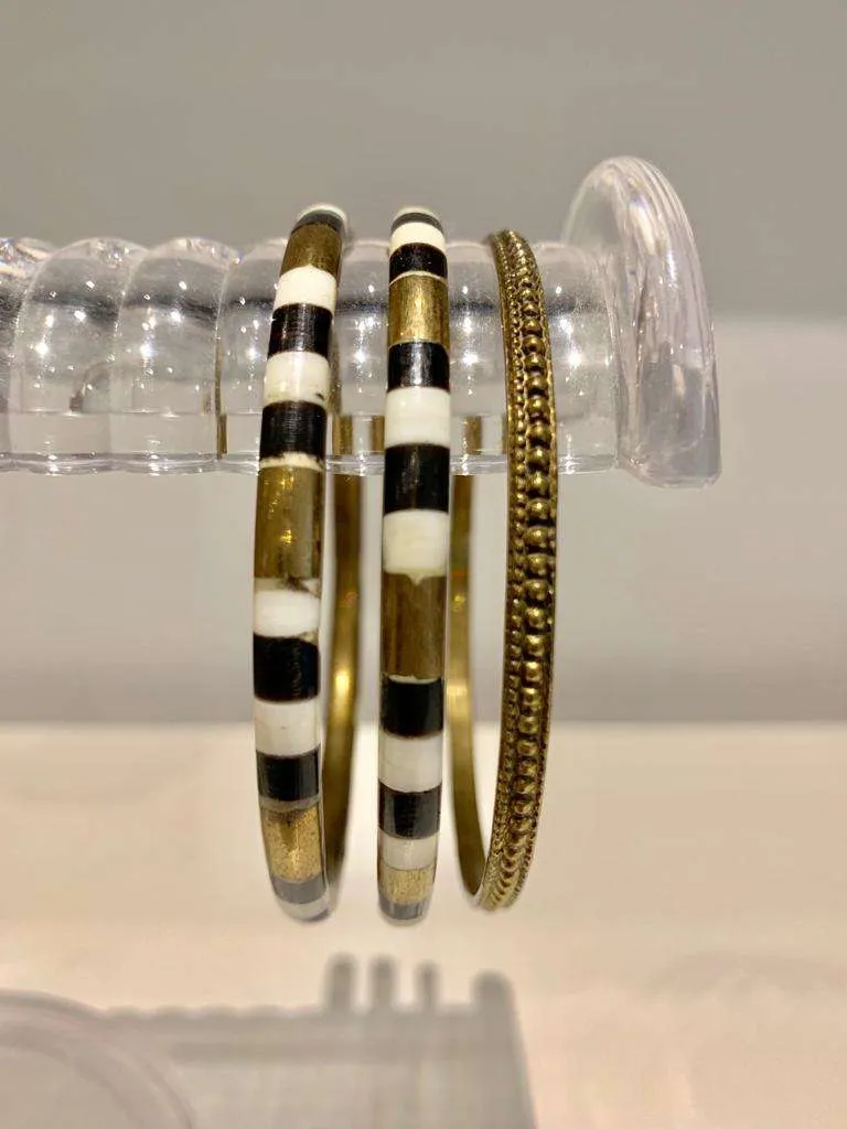 Brass, Black & White Bracelets 2 7/8" photo 1