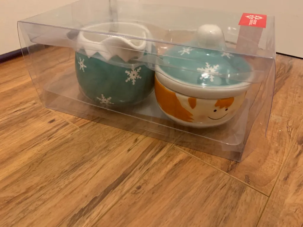 Christmas Sugar Bowl and Creamer Set photo 1