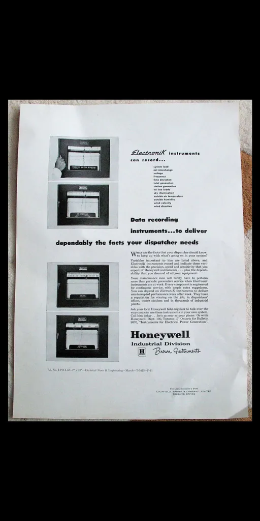 HONEYWELL DATA RECORDING INDUSTRIAL DIVISION 1955 Pre Print A... photo 1
