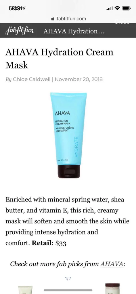 Ahava Natural Hydration Mask BN photo 1