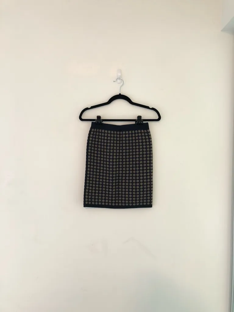 Navy Patterned Club Monaco Wool Skirt photo 1