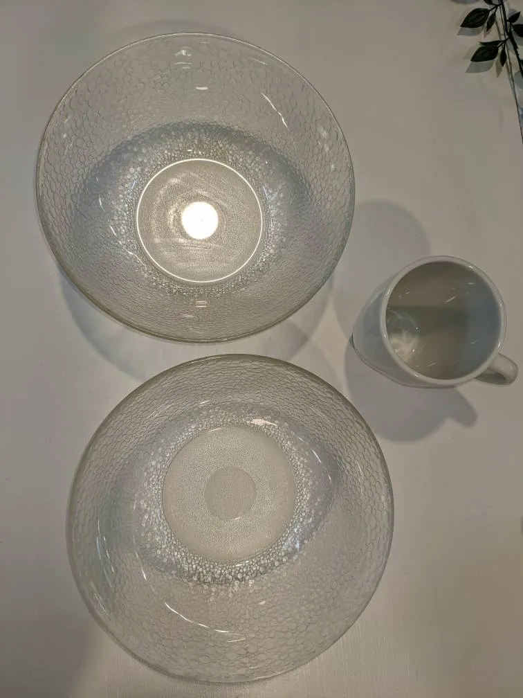 2 Glass Large Dinner Bowls photo 1