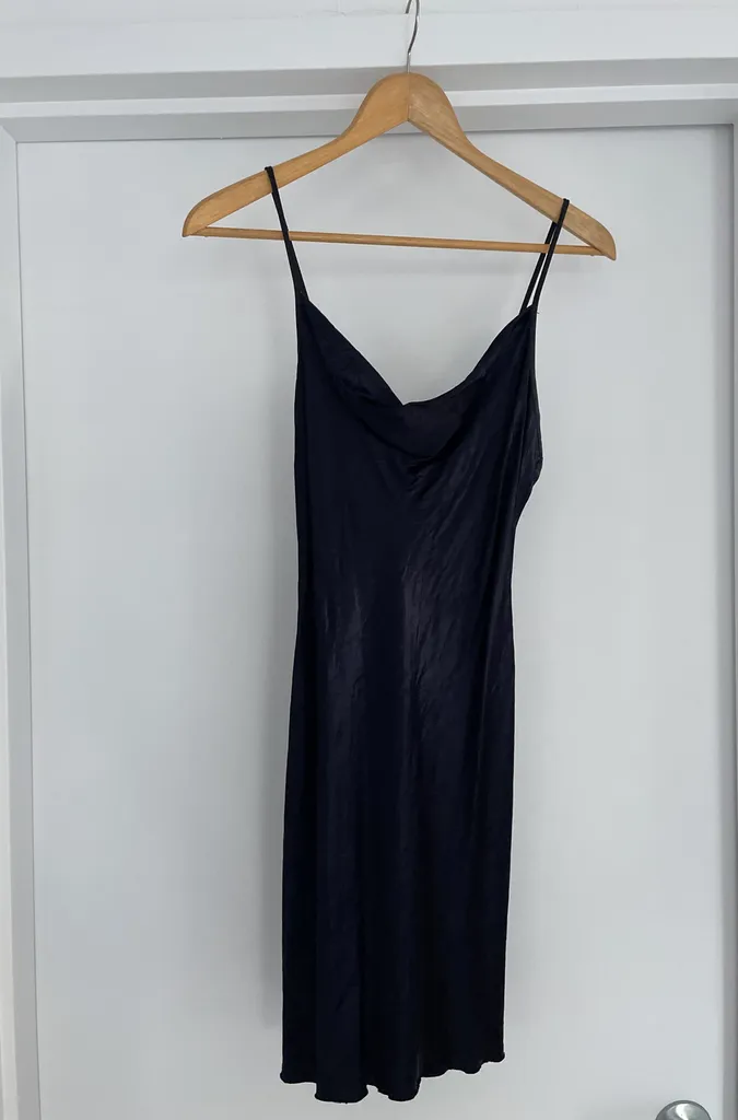 Navy Silk Swoop Neck Dress photo 1