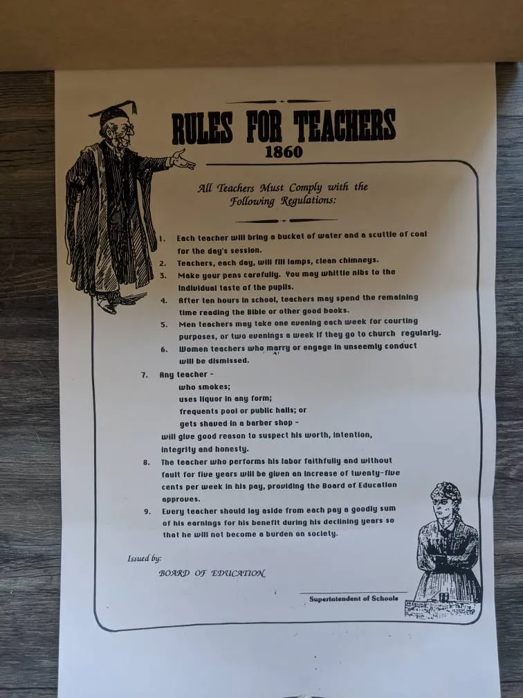 2 Vintage "Teacher Rules" Posters photo 1
