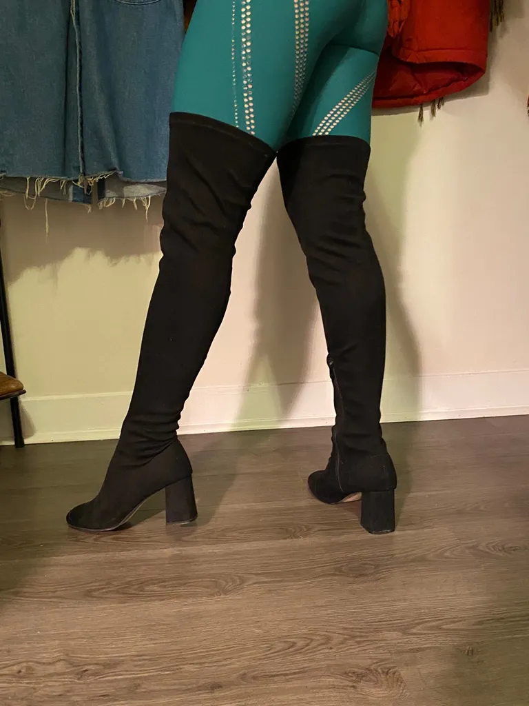 Faux Suede Thigh High Boots photo 1