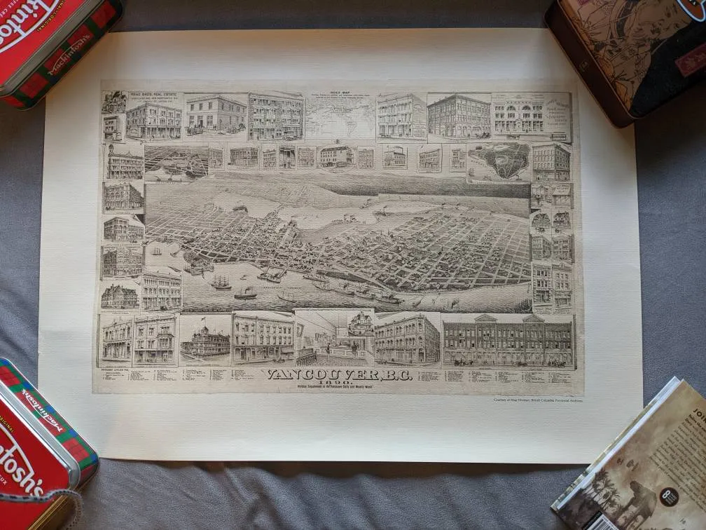 Vintage 1890 Map of Vancouver poster print photo 1