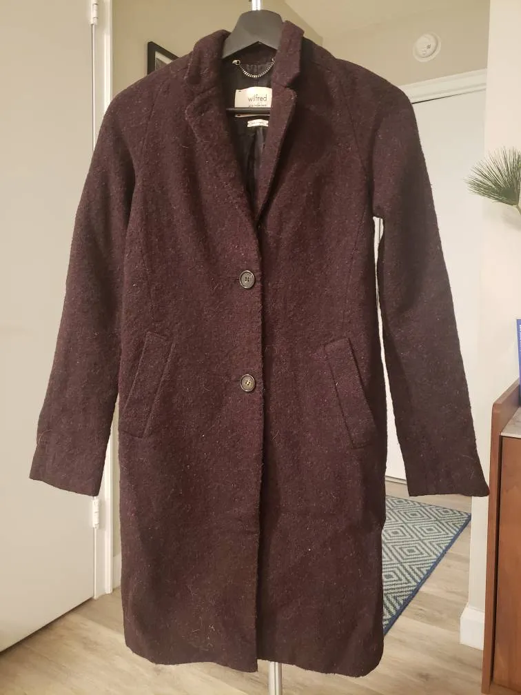 Burgundy Aritiza Wilfred Italian Boucle Wool Overcoat photo 1