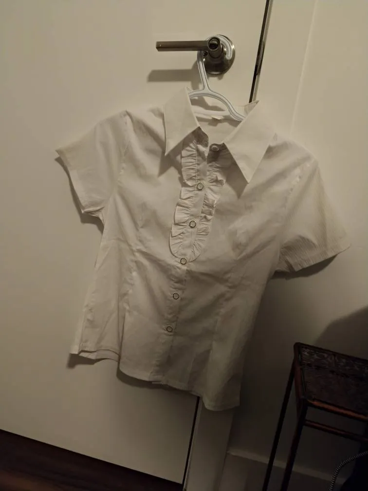 White Stretchy Work Blouse photo 1