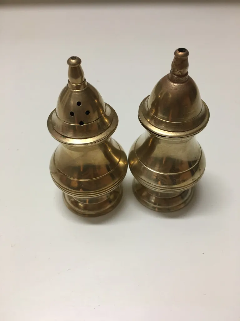 Elegant Brass Salt And Pepper Shakers photo 1