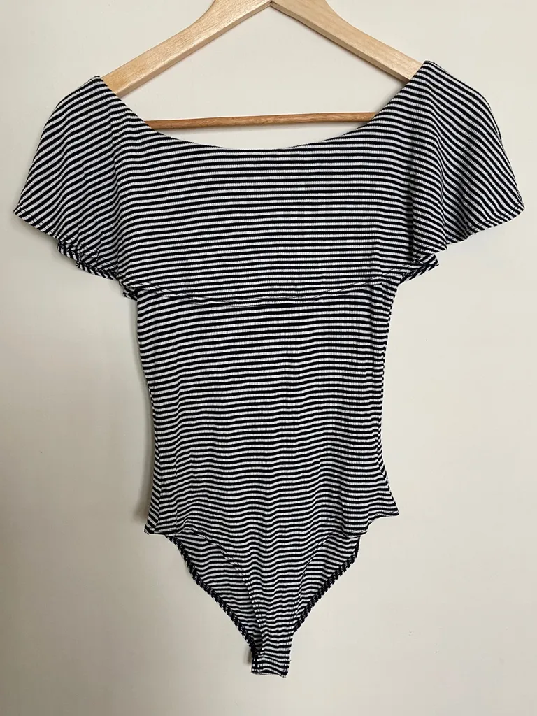 H&M Striped Off The Shoulder Body Suit photo 1