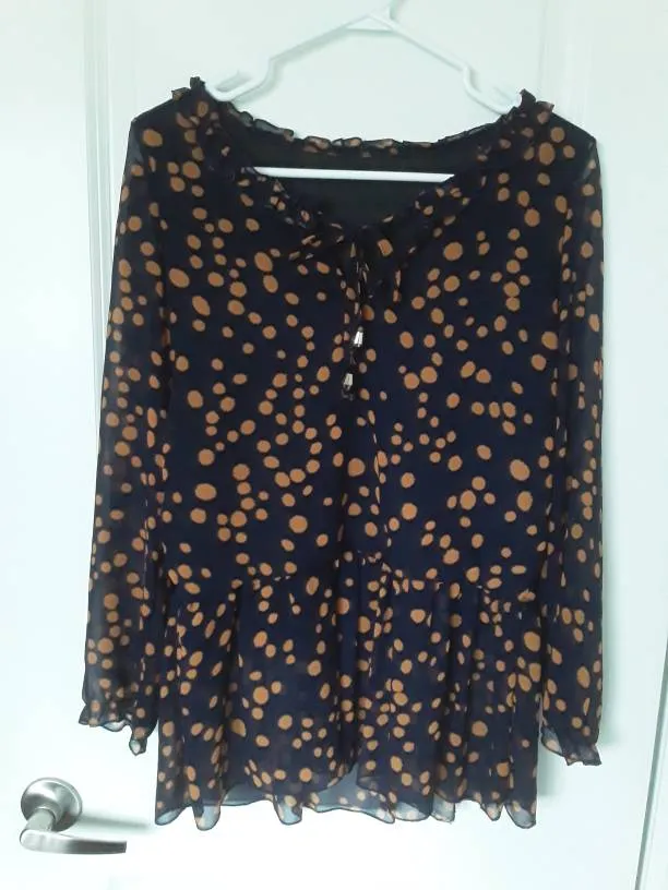 S-M Sheer Long Sleeve Blouse photo 1