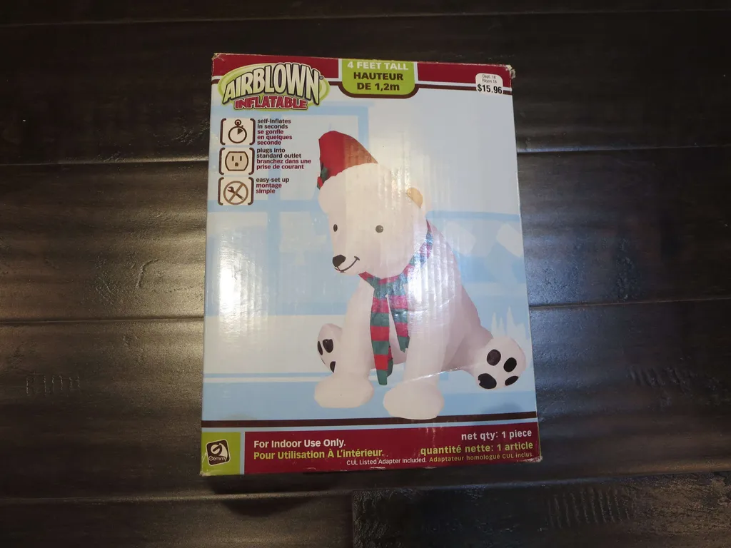Inflatable Polar Bear Indoor Christmas Decoration photo 1