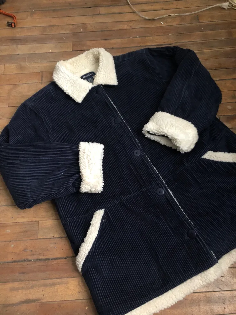 Dark Blue Corduroy Winter Jacket photo 1