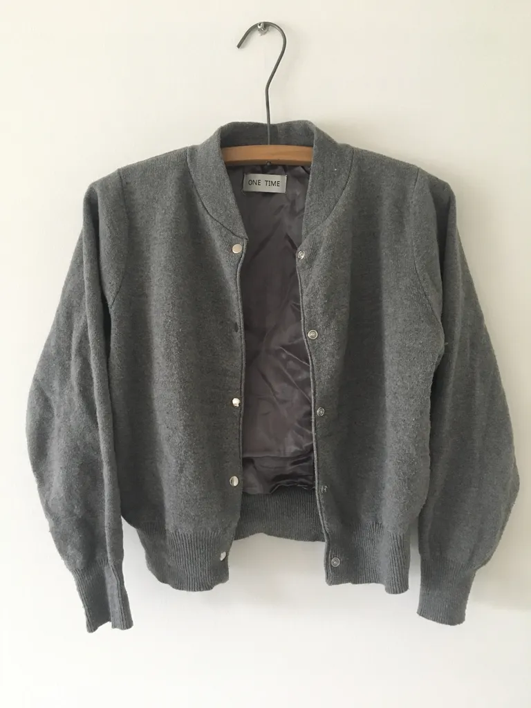 Grey Cotton Cardigan with Snap Buttons photo 1