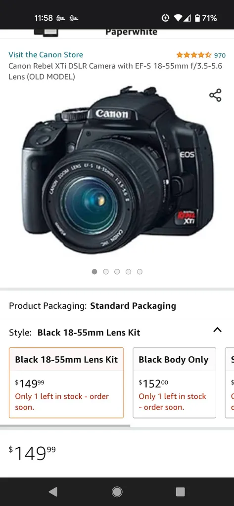 Canon Rebel XTI SLR camera photo 1