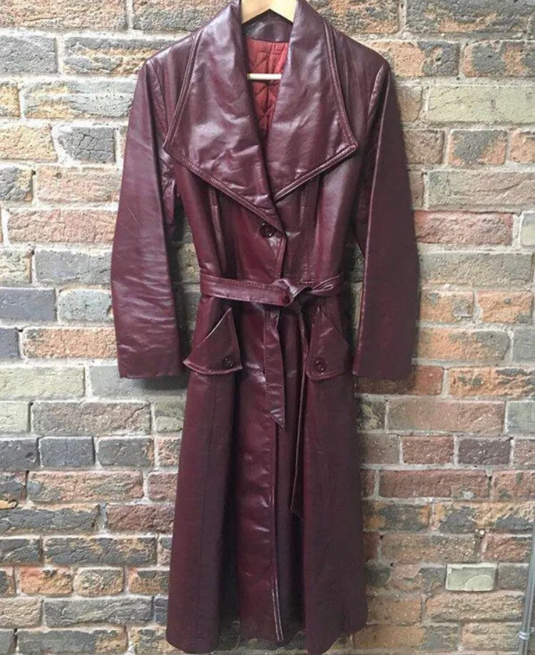 70s Vintage Leather Trench Coat photo 1