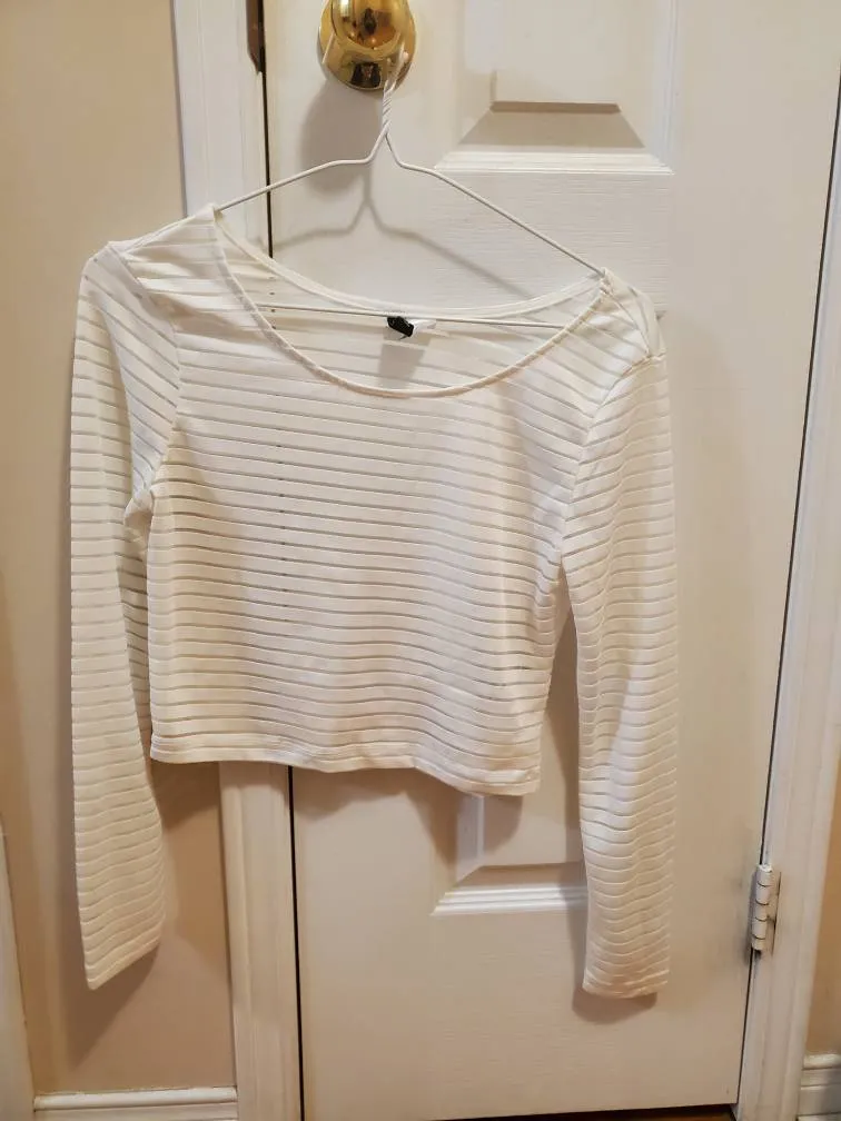 Mesh Striped Crop Top photo 1