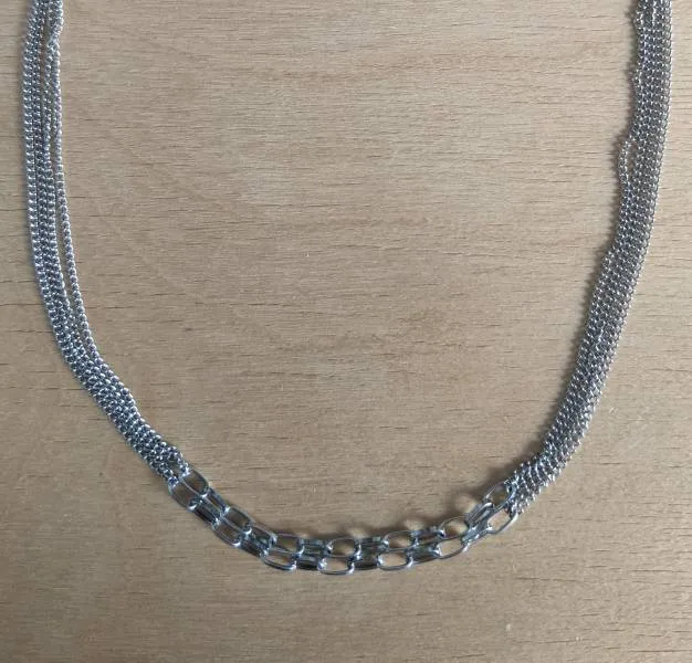 Short Double Strand Silver Necklace photo 1