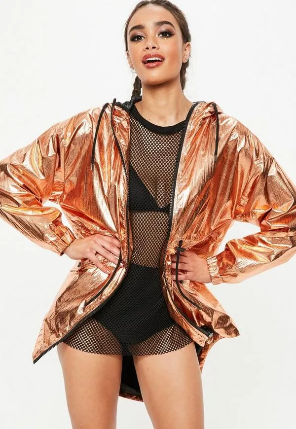 Rose Gold Crinkle Rain Mac photo 1