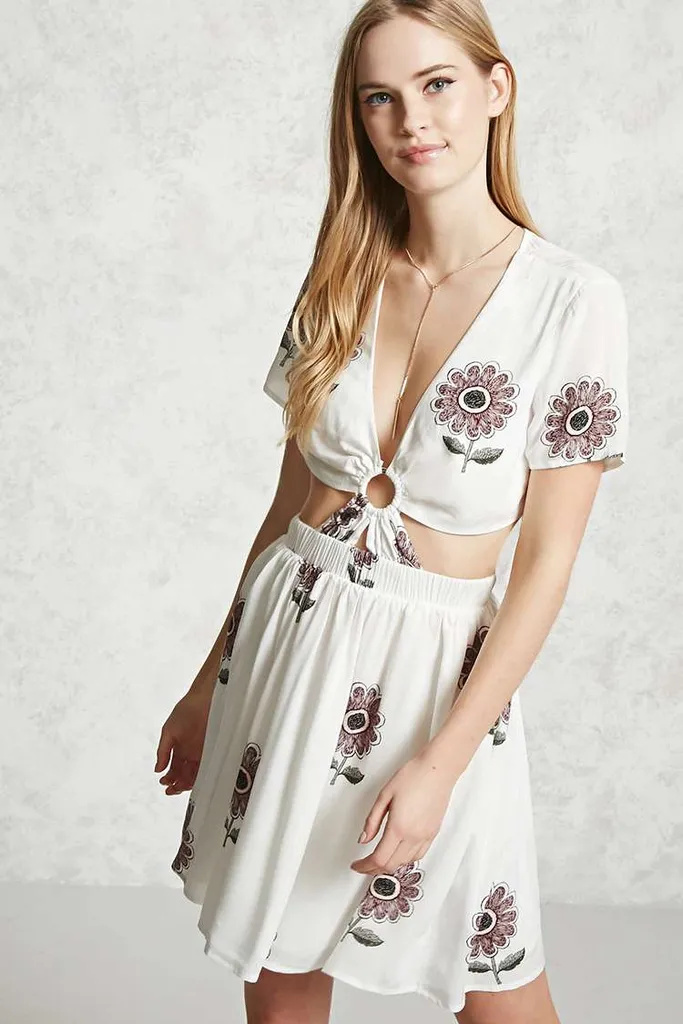 Floral Print Cut Out Dress - Brand New Small photo 1