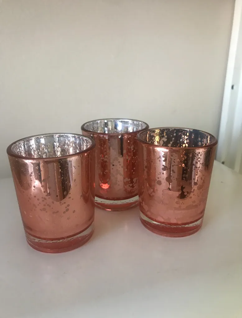 3 Rose Gold Votives photo 1
