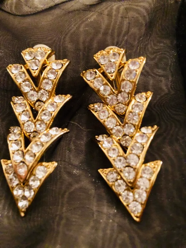 Antique Australian Crystal Clip On Earrings photo 1