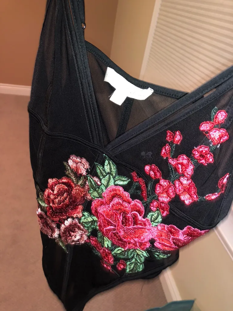 mesh bodysuit with flowers photo 1